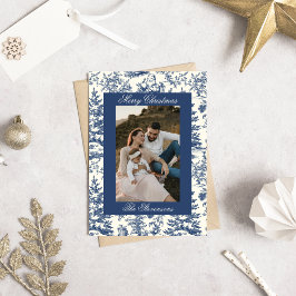 Tijdloze Chinoiserie Toile De Jouy Foto Kerstmis Feestdagenkaart