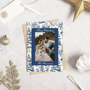 Tijdloze Chinoiserie Toile De Jouy Foto Kerstmis Feestdagenkaart