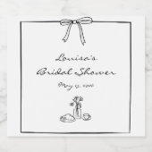 Tijdloze Chique Coquette Strik Bruidsfeest Brunch  Sparkling Wijnetiket (Enkel label)