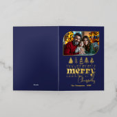 Tijdloze Chique Handgetekende Prettig Kerstmis Fot Folie Feestdagenkaart (Buiten Laag)