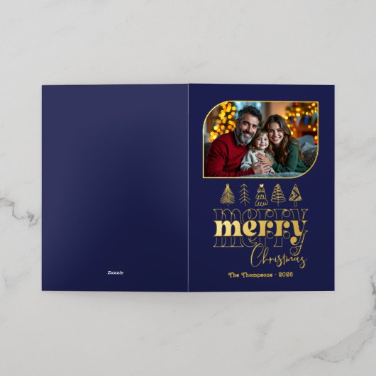 Tijdloze Chique Handgetekende Prettig Kerstmis Fot Folie Feestdagenkaart (Buiten Laag)