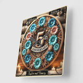 Tijdloze Cirkel 5e Jubileum Bloemen Ontwerp Vierkante Klok (Hoek)