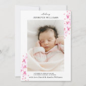 Tijdloze Classic Pink Butterfly Flat Baby Aankondiging (Voorkant)