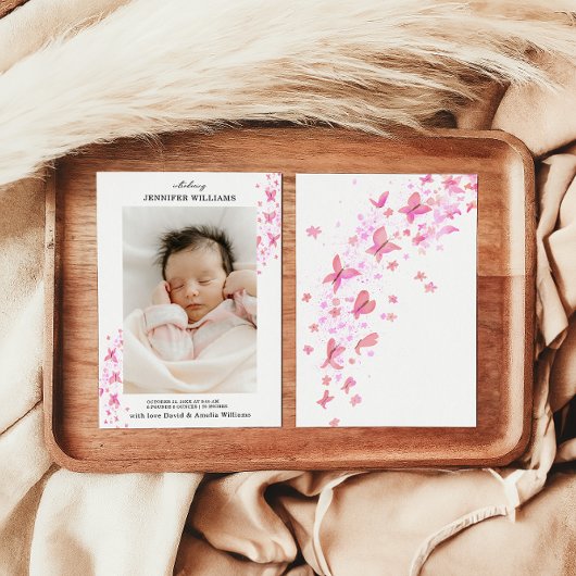 Tijdloze Classic Pink Butterfly Flat Baby Aankondiging