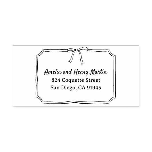 Tijdloze Coquette Bow Bruiloft Retouradres Zelfinktende Stempel (Design)