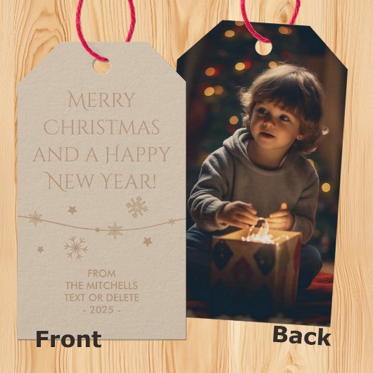 Tijdloze crème tan - Kerst foto cadeau Labels Cadeaulabel