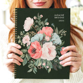 Tijdloze Dark Floral Custom Name Planner