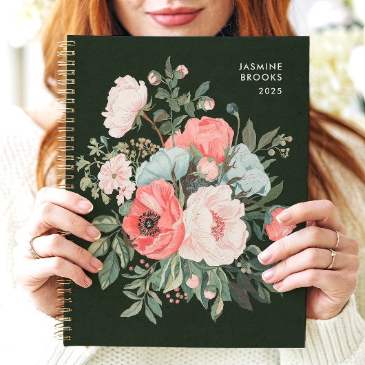 Tijdloze Dark Floral Custom Name Planner