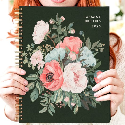 Tijdloze Dark Floral Custom Name Planner