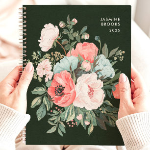 Tijdloze Dark Floral Custom Name Planner