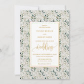 Tijdloze Deep Green Gold Foliage Wedding Uitnodigi Kaart (Voorkant)