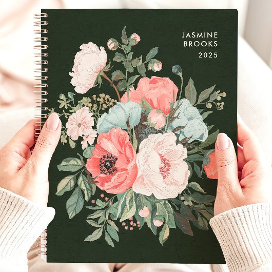 Tijdloze Donkere Bloemengeur Aangepaste Naam Planner