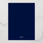 Tijdloze Eenvoudige Elegantie Gold Script Navy Wed Folie Uitnodiging (Achterkant)
