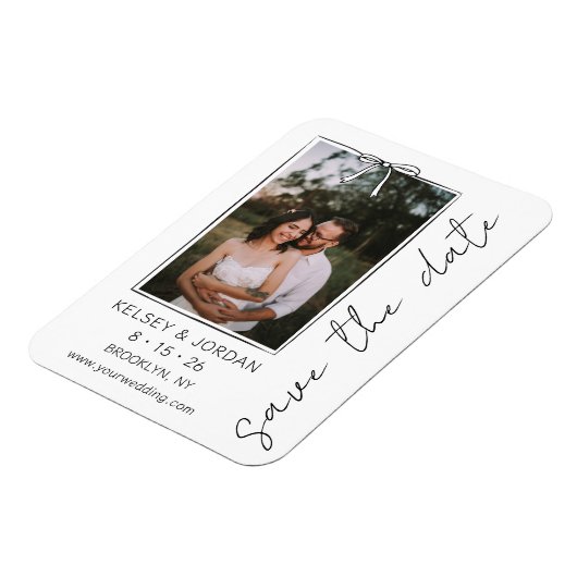 Tijdloze Eenvoudige Moderne Boog Huwelijk Save the Magneet (Linkerzijde)