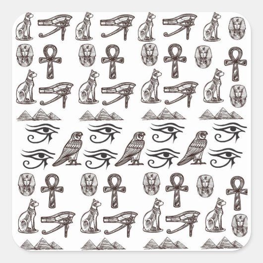 Tijdloze Egyptische oudheden digitale patronen Vierkante Sticker (Voorkant)