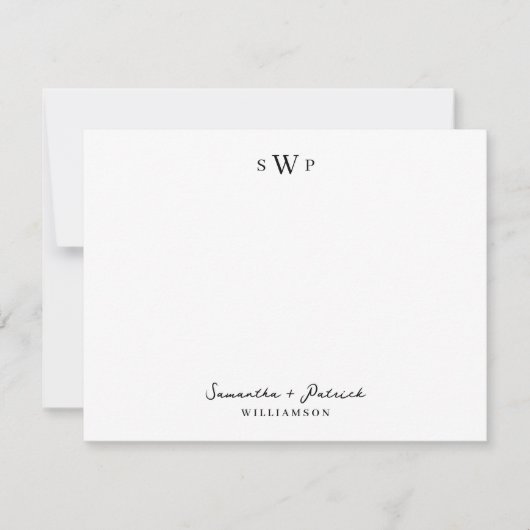 Tijdloze Elegance Minimalistische Couple Note Kaar Notitiekaartje (Voorkant)