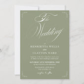 Tijdloze Elegance Sage Green Wedding Kaart (Voorkant)