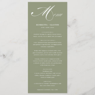 Tijdloze Elegance Sage Green Wedding Menu