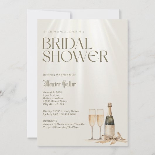 Tijdloze elegante bruids douche uitnodiging (Voorkant)