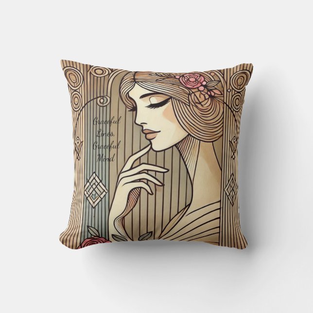 Tijdloze elegante sierlijke dame  Print Kussen (Voorkant)