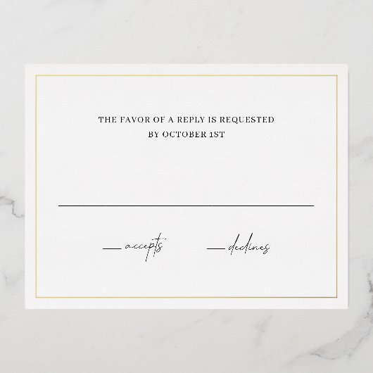 Tijdloze Elegante Trouwen Folie RSVP Kaart (Voorkant)