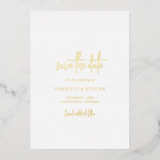 Tijdloze Elegante Trouwen Save the Date Folie Uitnodiging (Voorkant)