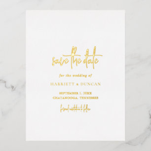Tijdloze Elegante Trouwen Save the Date Folie Uitnodiging Briefkaart