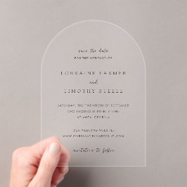 Tijdloze Elegante Trouwkaart Save the Date Acryl Uitnodigingen