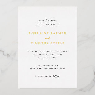 Tijdloze Elegante Trouwkaart Save the Date Folie Uitnodiging