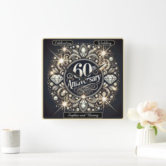 Tijdloze elegantie: 60e Jubileum ontwerp Vierkante Klok (Huis)