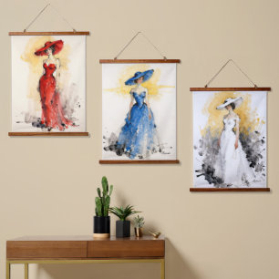 Tijdloze Elegantie – Abstract Vrouwenportret Kunst Hangend Wandkleed