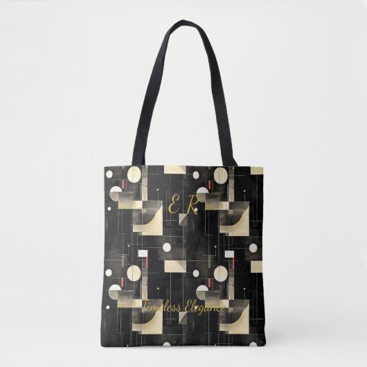 Tijdloze elegantie Abstract - zwart, goud, wit Tote Bag (Voorkant)