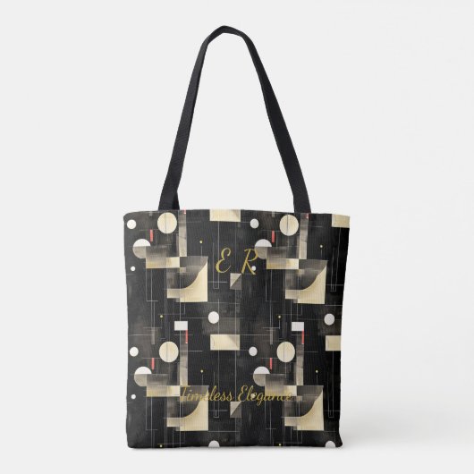 Tijdloze elegantie Abstract - zwart, goud, wit Tote Bag (Achterkant)