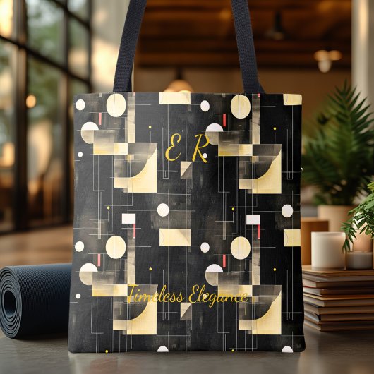 Tijdloze elegantie Abstract - zwart, goud, wit Tote Bag