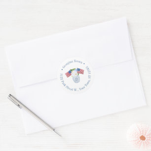 Tijdloze Elegantie Amerikaanse Vlaggen Retouradres Ronde Sticker