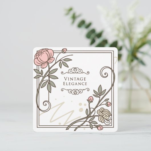 ✨ Tijdloze  elegantie – Antiek bloemen Lijst Feestdagenkaart (Staand voorkant)