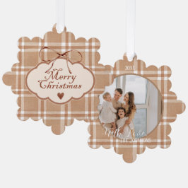 Tijdloze Elegantie Beige en Bruine Aanpasbare  Ornament Kaart