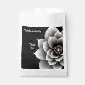 Tijdloze Elegantie: Black & Silver Blossom Wedding Bedankzakje (Voorkant)