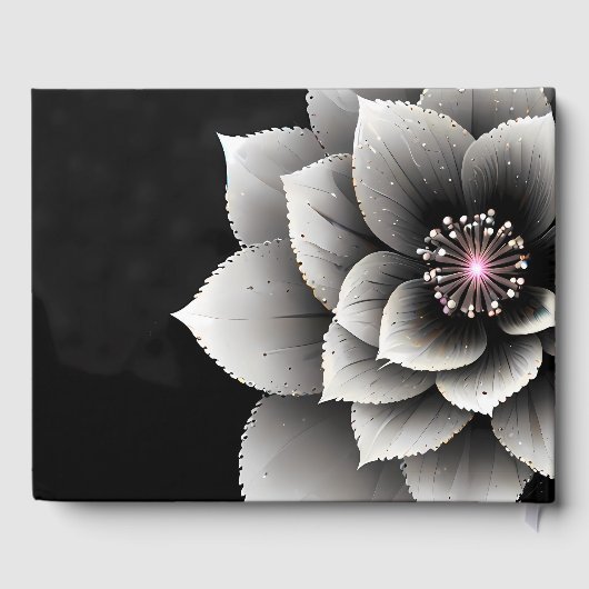 Tijdloze Elegantie: Black & Silver Blossom Wedding Gastenboek (Achterkant)
