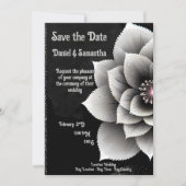 Tijdloze Elegantie: Black & Silver Blossom Wedding Kaart (Voorkant)