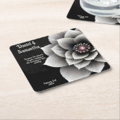 Tijdloze Elegantie: Black & Silver Blossom Wedding Kartonnen Onderzetters (Schuin)