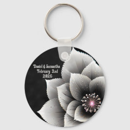Tijdloze Elegantie: Black & Silver Blossom Wedding Sleutelhanger