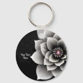 Tijdloze Elegantie: Black & Silver Blossom Wedding Sleutelhanger (Achterkant)
