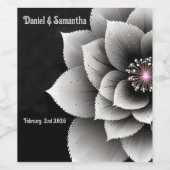 Tijdloze Elegantie: Black & Silver Blossom Wedding Wijn Etiket (Enkel label)