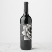 Tijdloze Elegantie: Black & Silver Blossom Wedding Wijn Etiket (Voorkant)