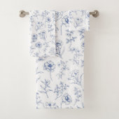  tijdloze elegantie Blauw Bloempatroon Bad Handdoek (Insitu)