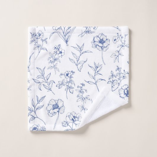  tijdloze elegantie Blauw Bloempatroon Bad Handdoek (Wasdoekje)
