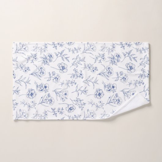  tijdloze elegantie Blauw Bloempatroon Bad Handdoek (Handdoek)