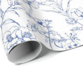  tijdloze elegantie Blauw Bloempatroon Cadeaupapier (Rol Hoek)