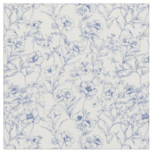  tijdloze elegantie Blauw Bloempatroon Stof